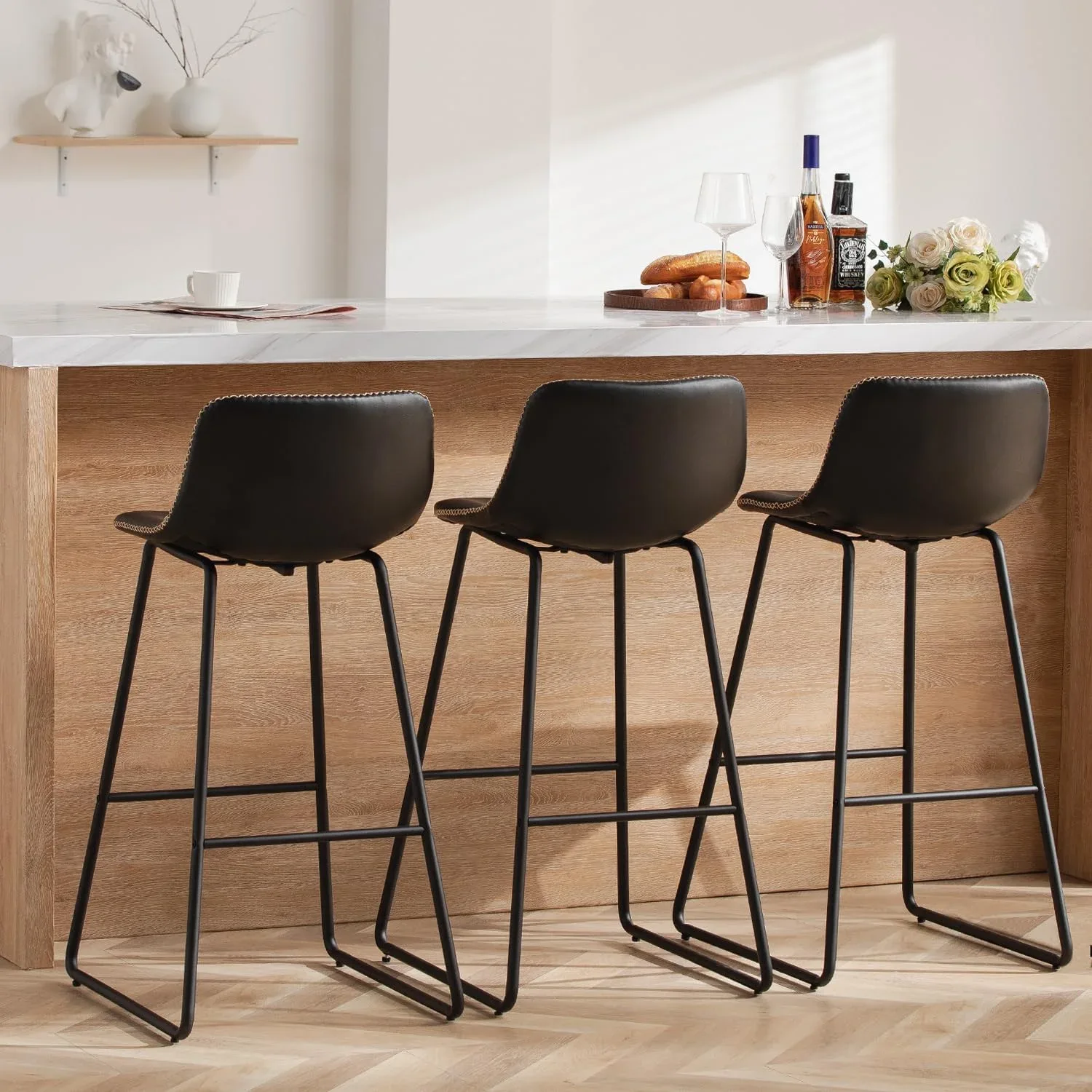 Black Leather Bar Stool