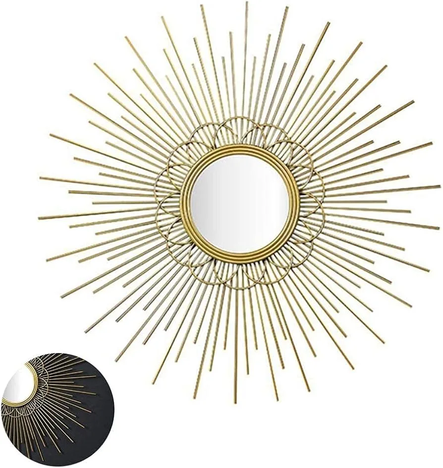 Gold Round Sunburst Mirror