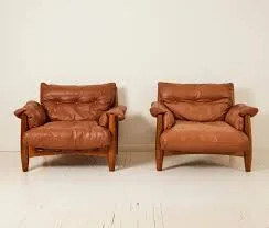 Sergio Rodrigues Sheriff Brown Leather Sling Armchair