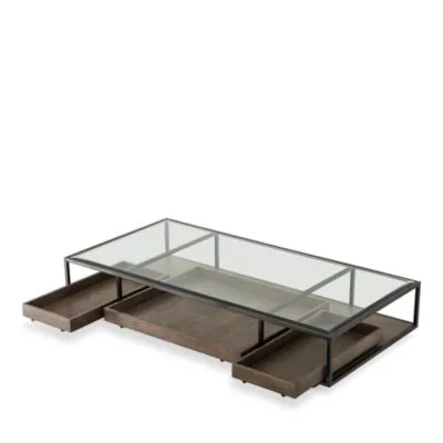 Eichholtz Roxton Rectangular Glass and Wood Coffee Table