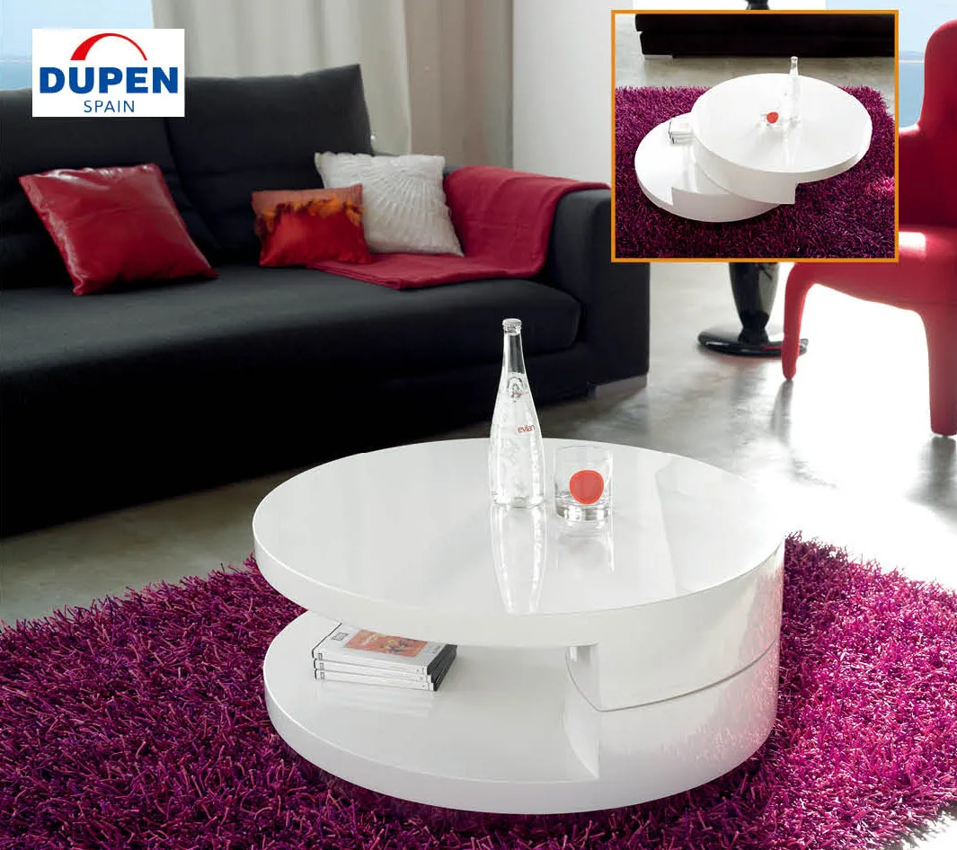 White Lacquered Round Coffee Table