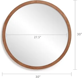 Natural Wood Round Wall Mirror