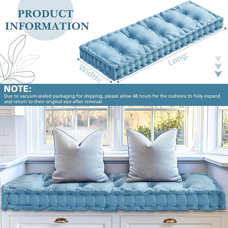 Solid Blue Velvet Bench Cushion
