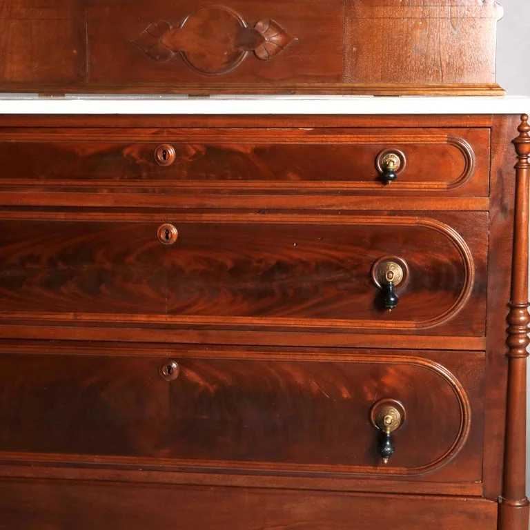 Victorian Walnut Marble Top Chest Of Drawers