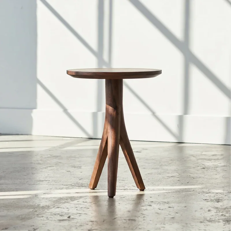 Round Wood Tripod Side Table
