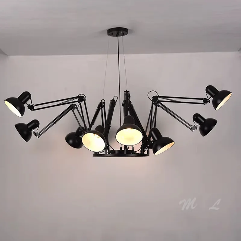 Matte Black Metal Spider Chandelier