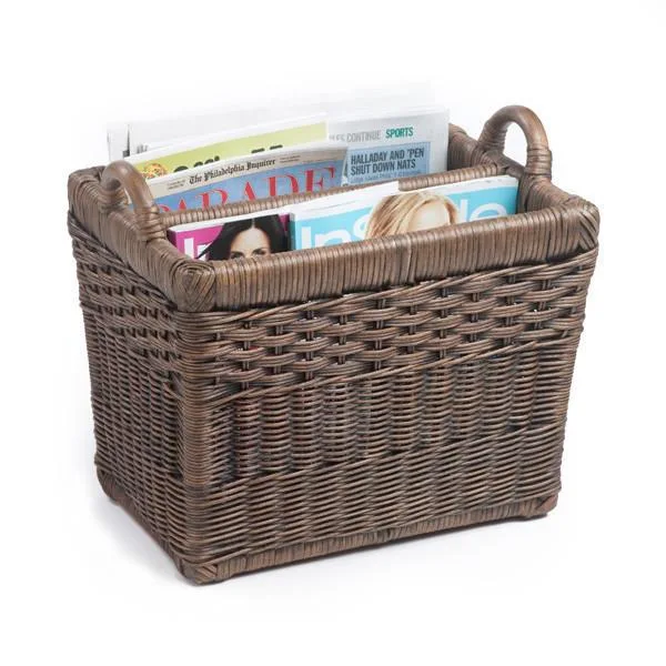 Rectangular Wicker Divided Magazine Basket