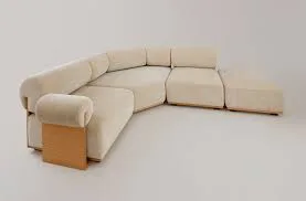 Le Soufflé Cream Modular Sofa with Wood Accents