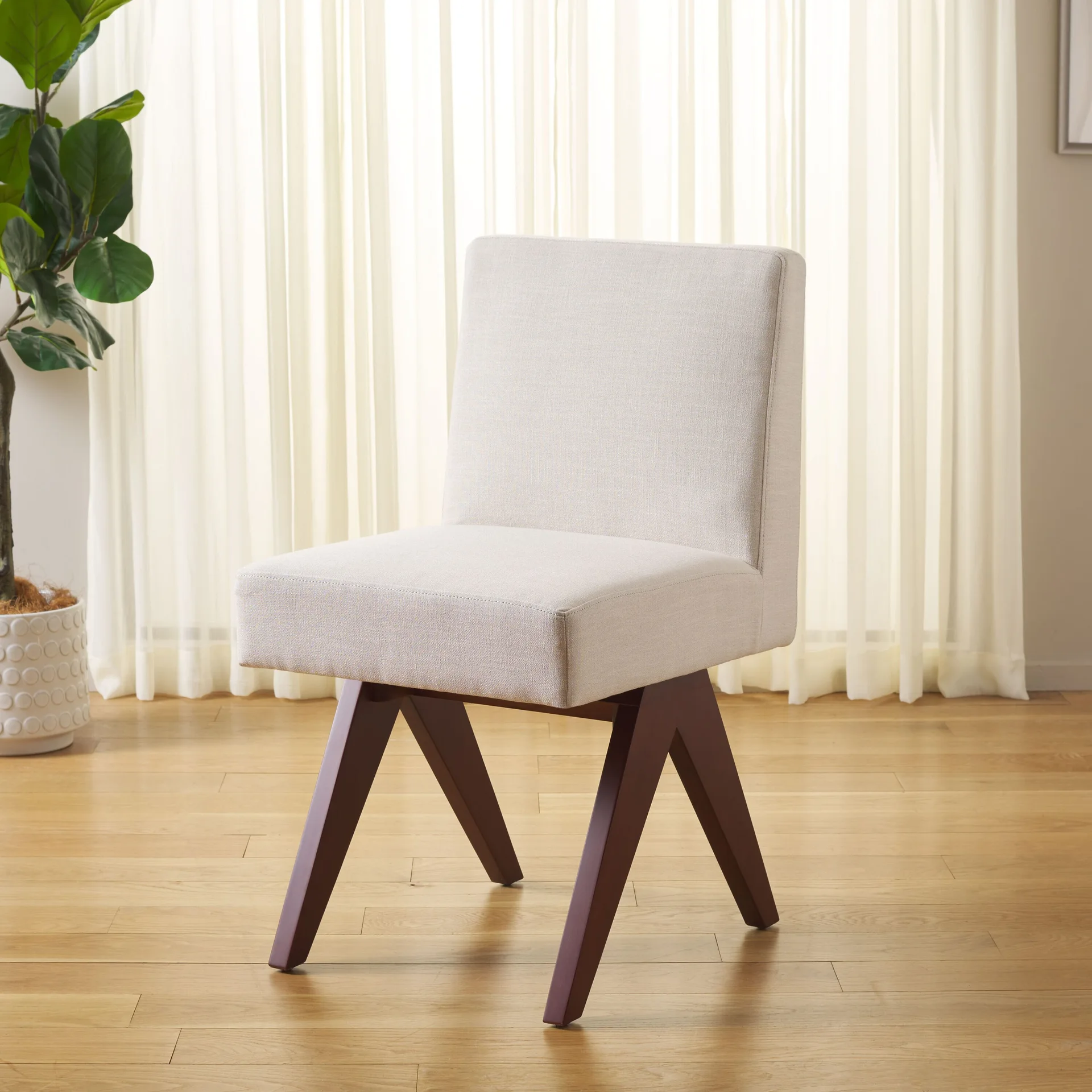 Safavieh Oliviadella Beige Linen Slipper Chair