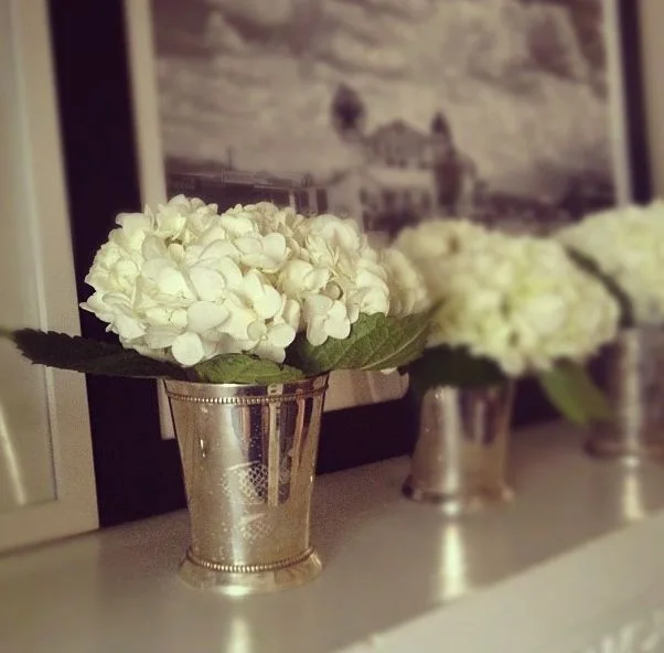 Flowers in Mint Julep Cups