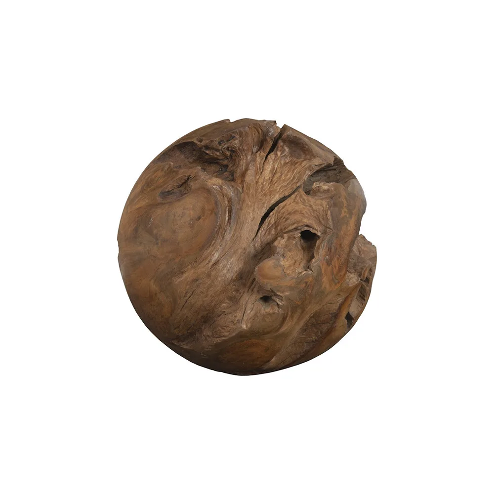 Phillips Collection Natural Teak Wood Sphere Sculpture