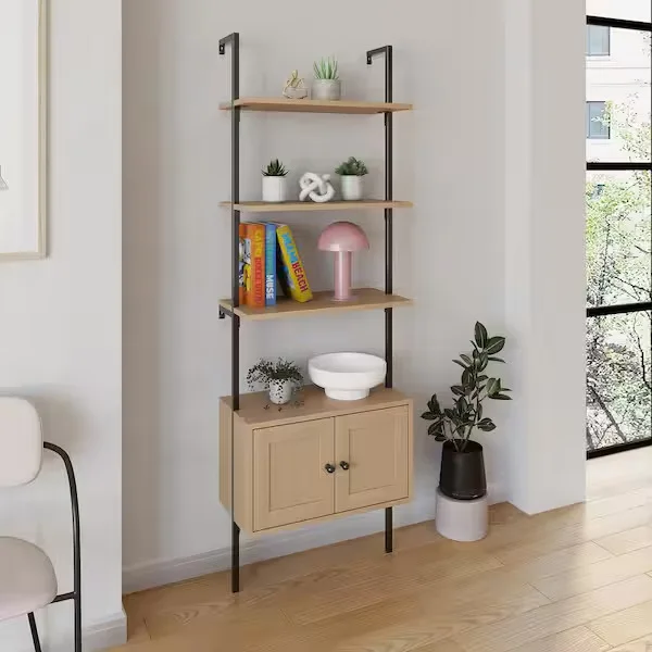 Mid-Century Wood and Metal Shelving Unit