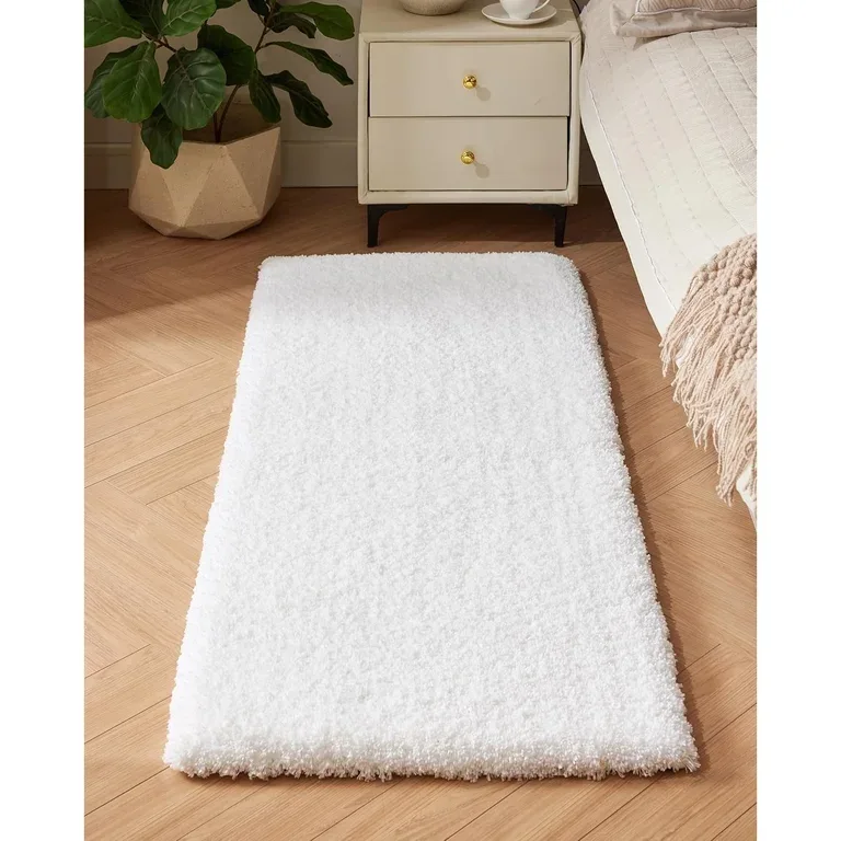 Solid White Rectangular Runner Rug
