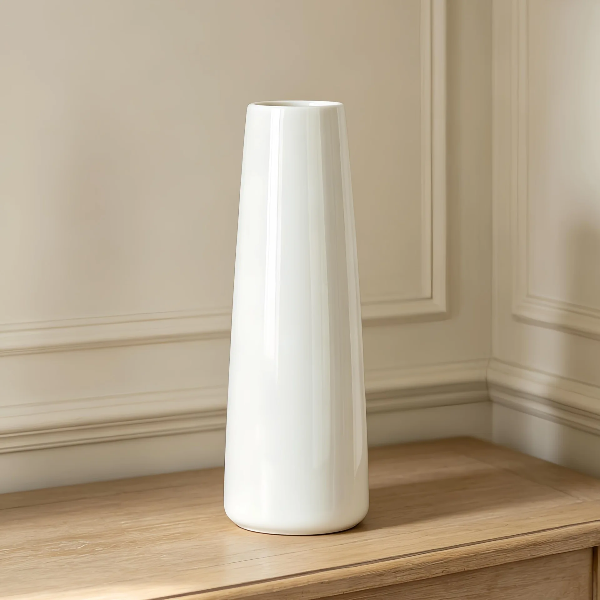 White Ceramic Conical Decorative Vase