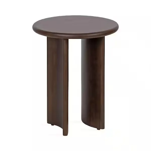 Erys Dark Brown Wood Round Side Table