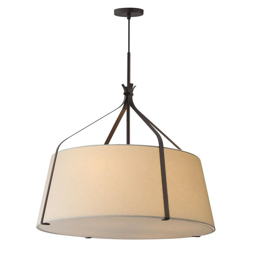Bandera Cream Fabric Drum Pendant Light