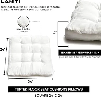 White Tufted Square Floor Cushion