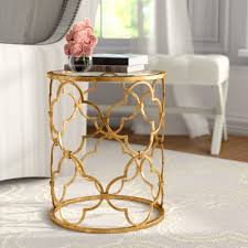 Shoshana Gold Metal Drum Side Table