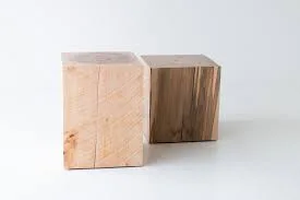 Natural Wood Block Side Table