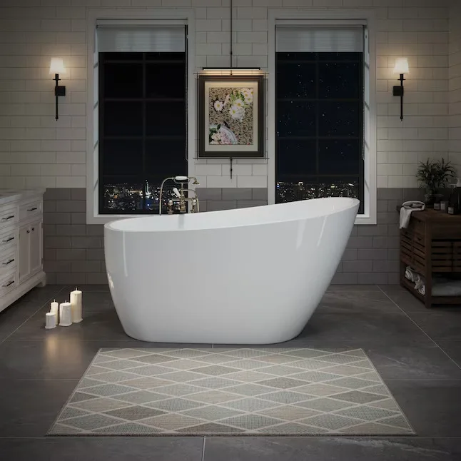White Acrylic Oval Freestanding Bathtub