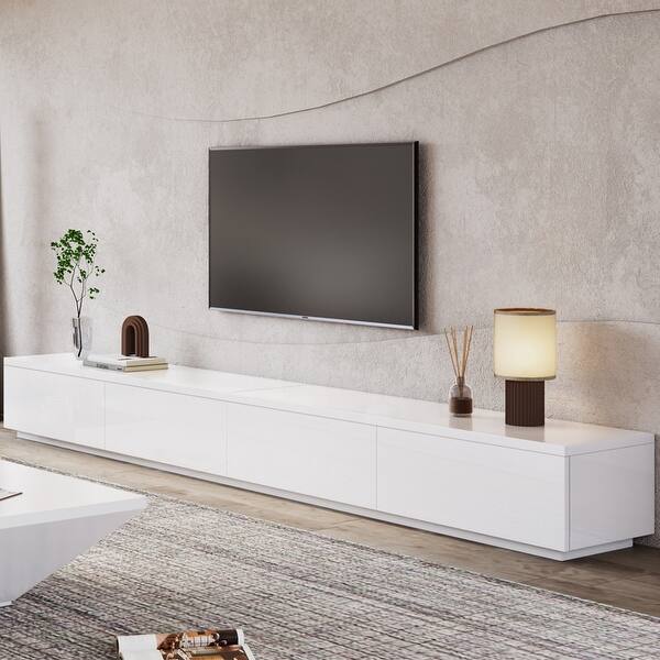 Minimalist Glossy White Media Console