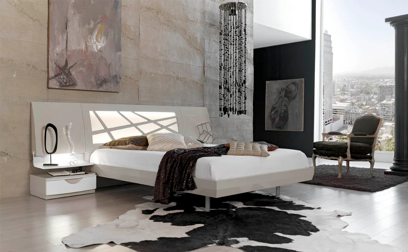 Lacquered White Platform Bed