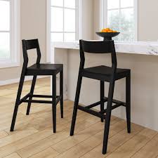 Modern Black Wood Counter Stool