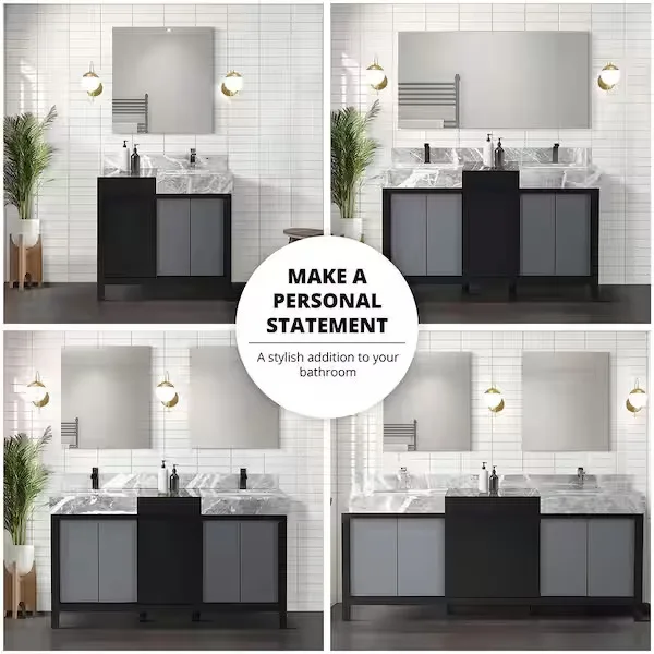 Modern Black Bathroom Vanity with Marble Top