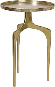 Round Gold Metal Accent Table
