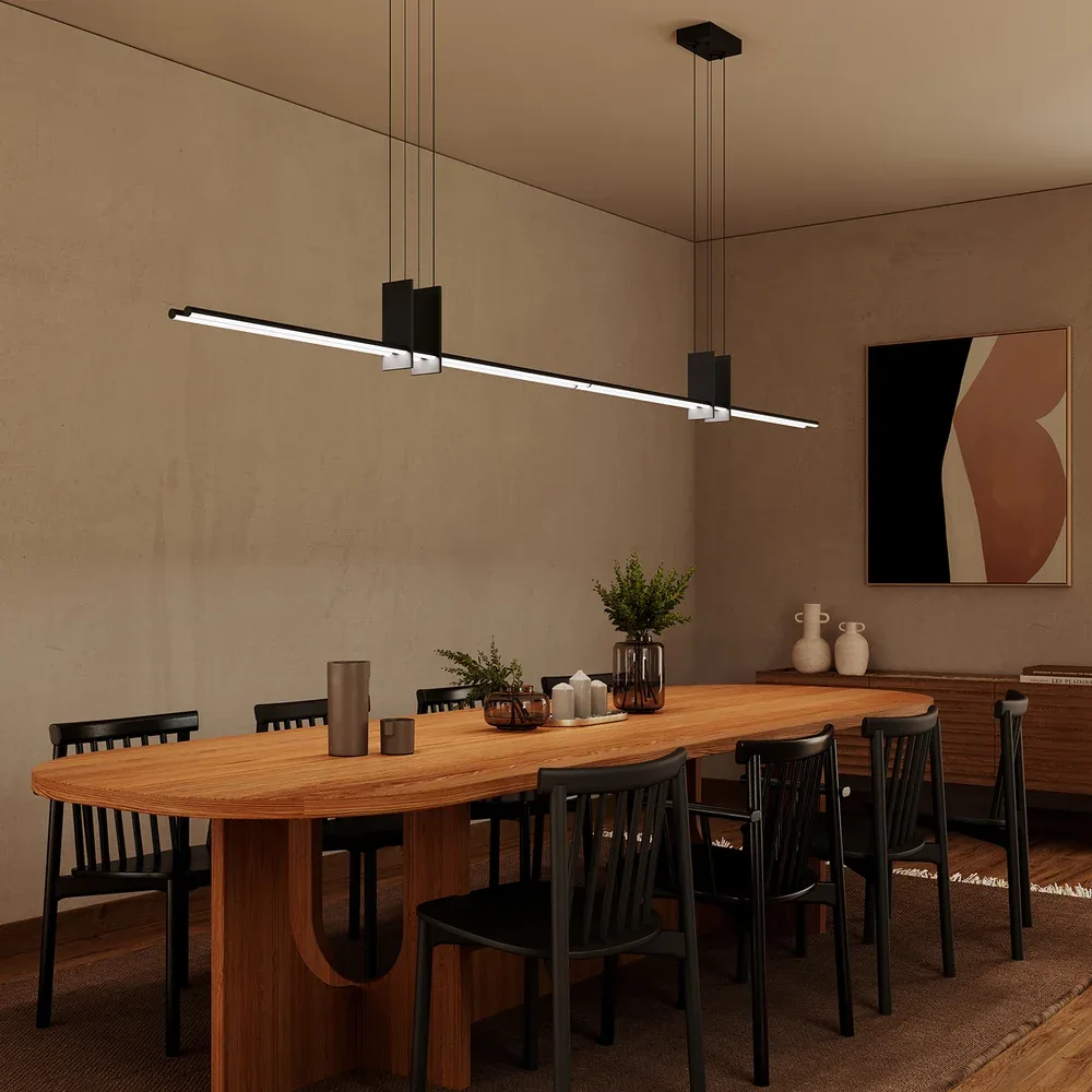 Sonneman Fino Duo Matte Black Linear Pendant Light