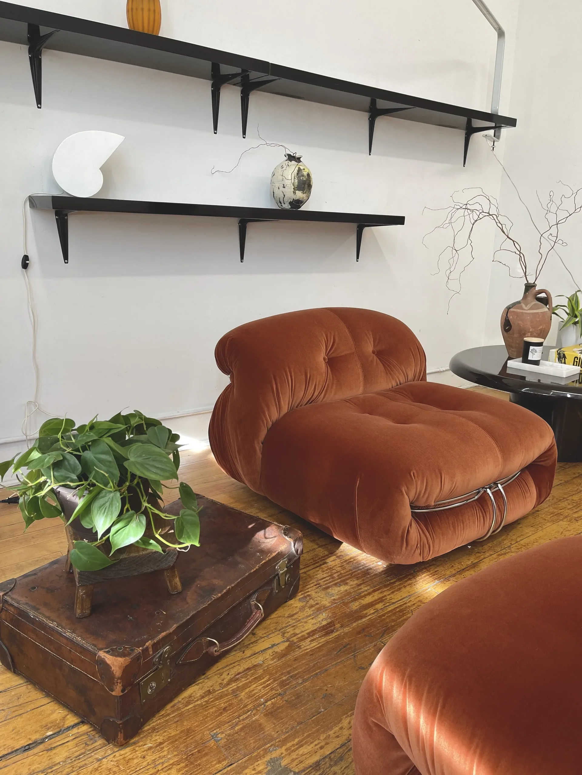 Soriana Orange Velvet Modular Lounge Chair