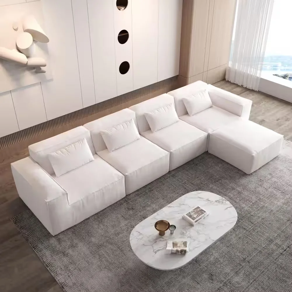 Beige Velvet Modular Sectional Sofa