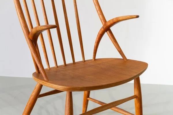 Mid-Century Modern Oak Spindle Accent Chair