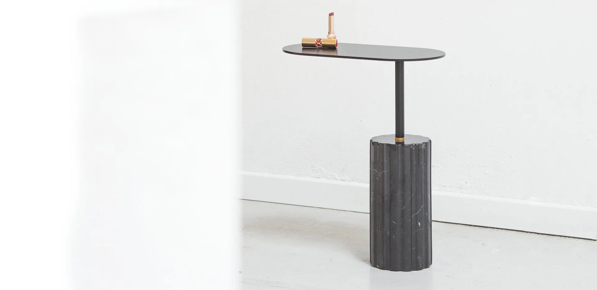 Black Marble and Metal Accent Table