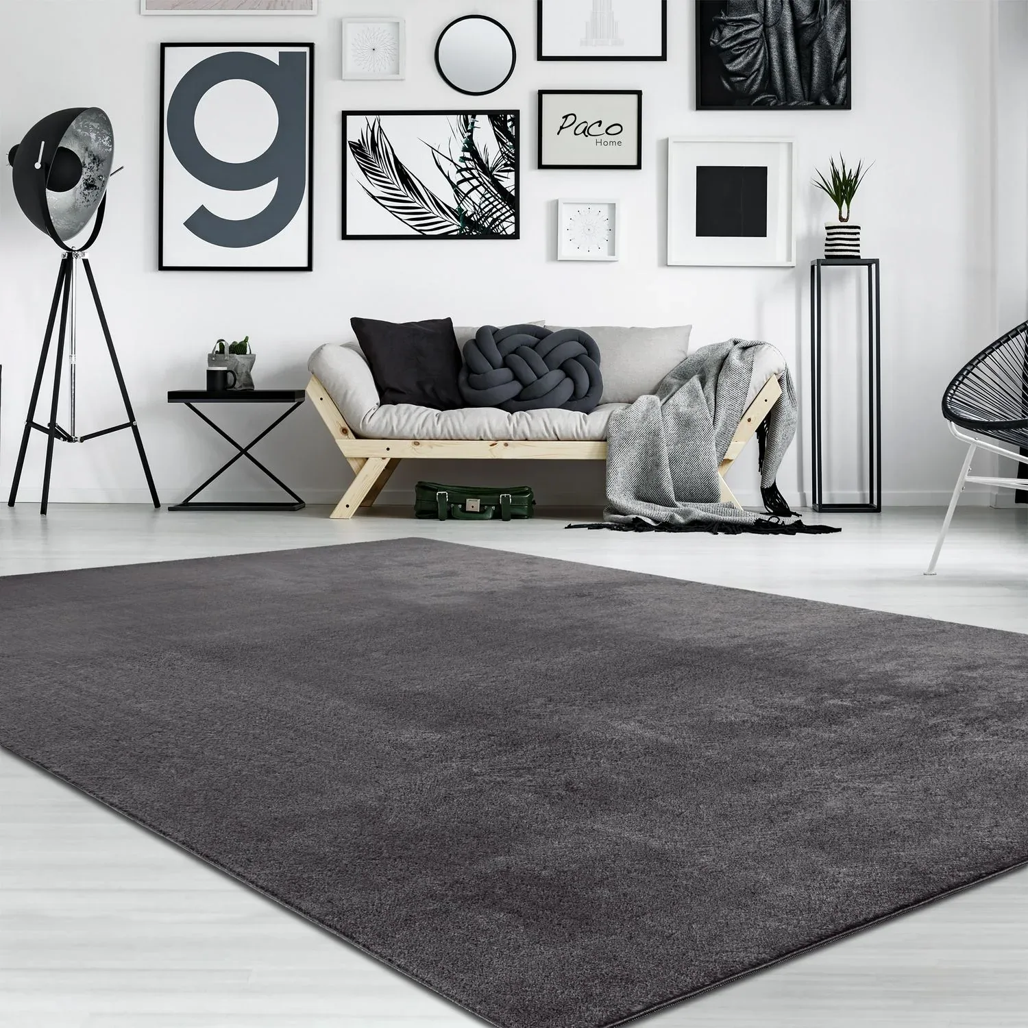 Solid Silver Rectangular Area Rug