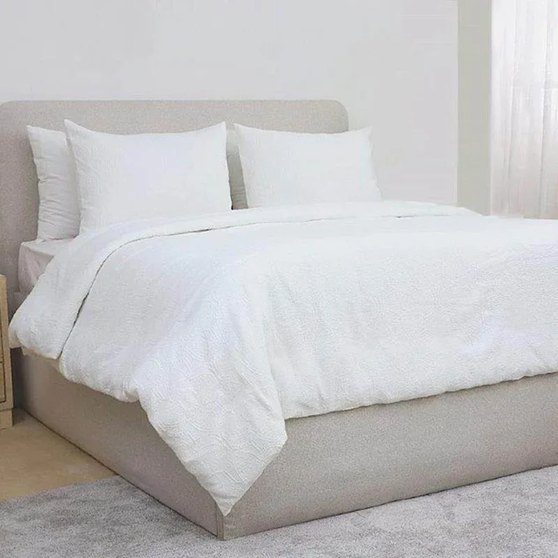 White Textured Cotton Bedding Set
