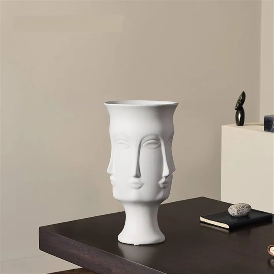 White Ceramic Multi Face Vase