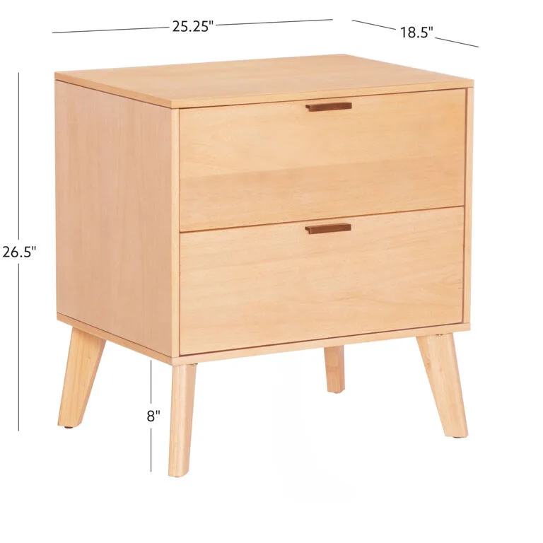Natural Wood Mid-Century Nightstand