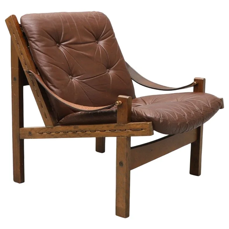 Torbjörn Afdal Hunter Brown Leather Lounge Chair