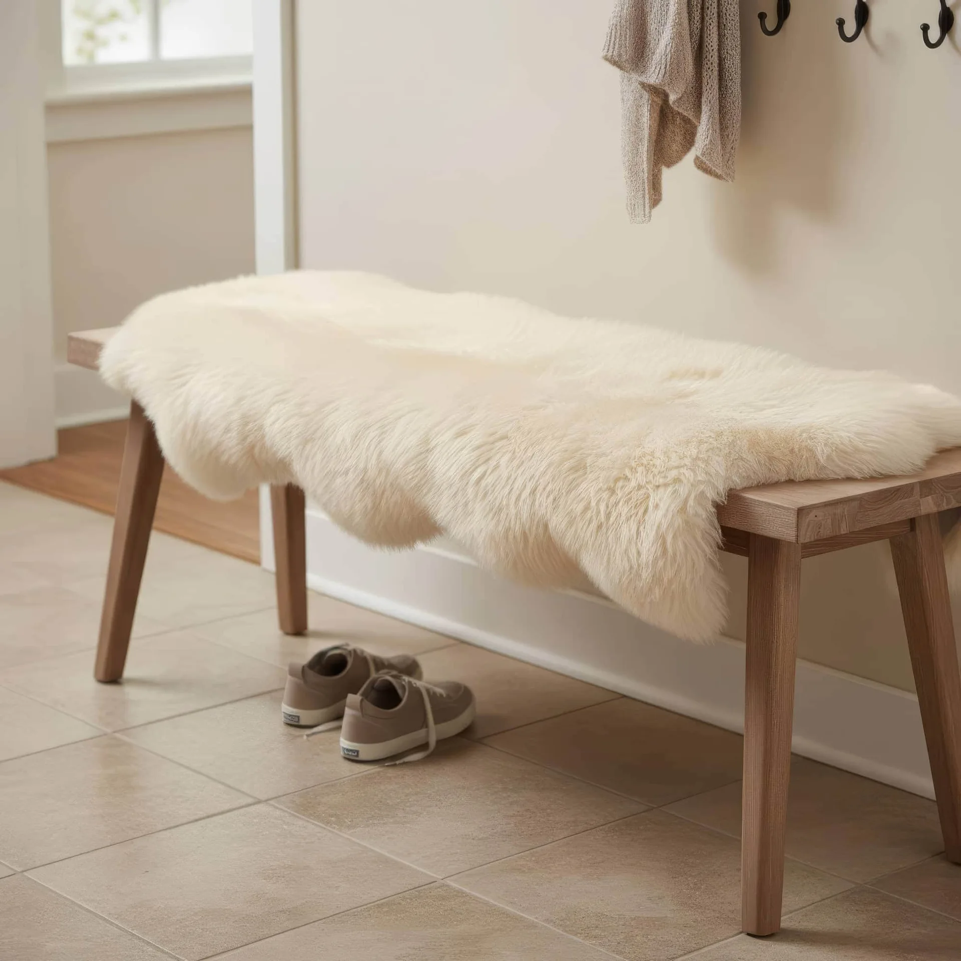 Cream Sheepskin Throw