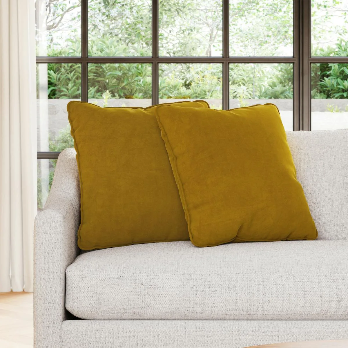 Gold Velvet Square Throw Pillow