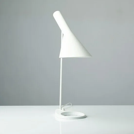 AJ White Lacquered Metal Table Lamp