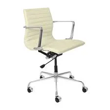 Pacific Cream Ribbed Leather Office Chair
