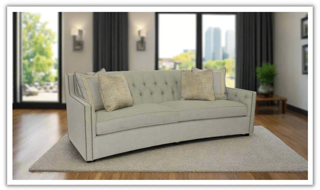 Candace Tufted Fabric Curved Sofa