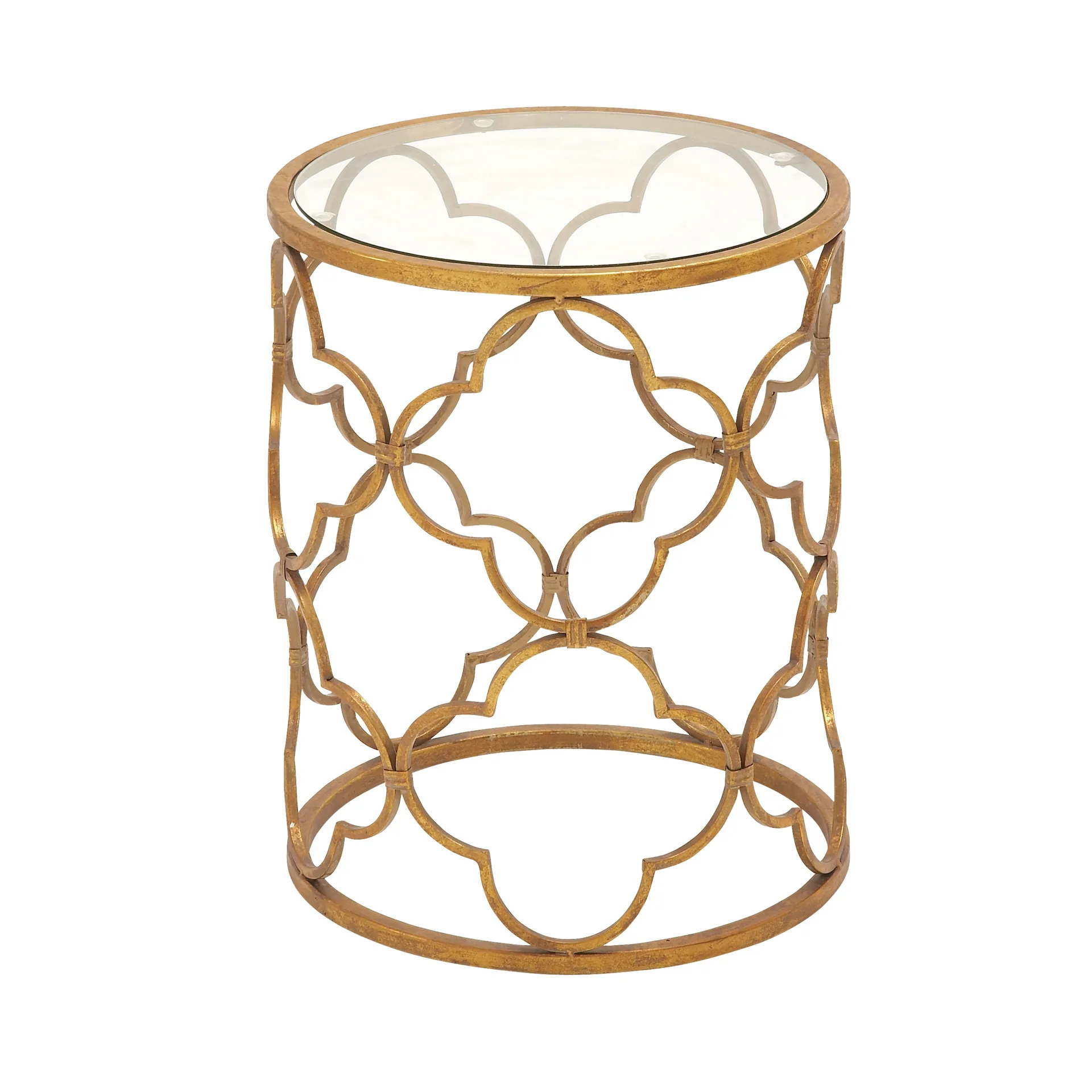 Gold Metal Drum Side Table