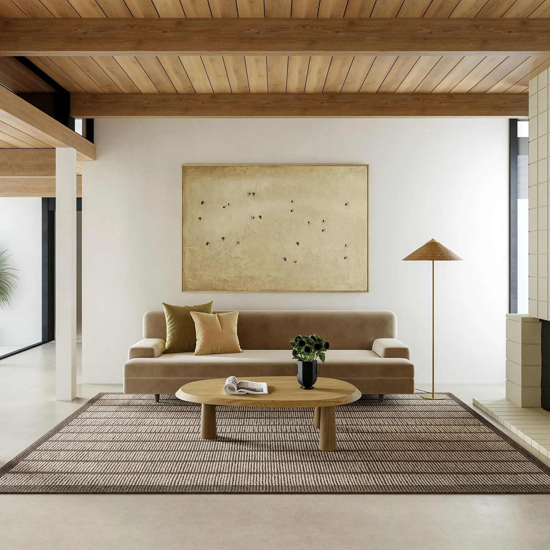 Eva Brown Striped Wool Area Rug