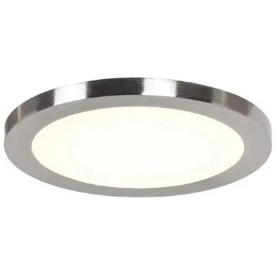 Round Brushed Steel Flush Mount Ceiling Light