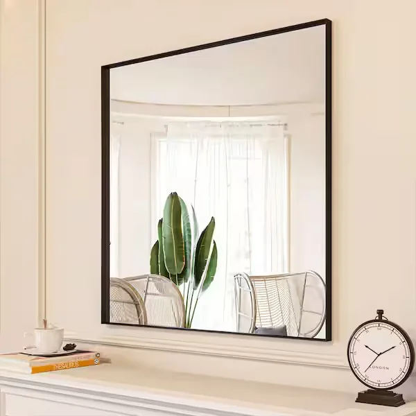 ORGANNICE Matte Black Square Framed Wall Mirror