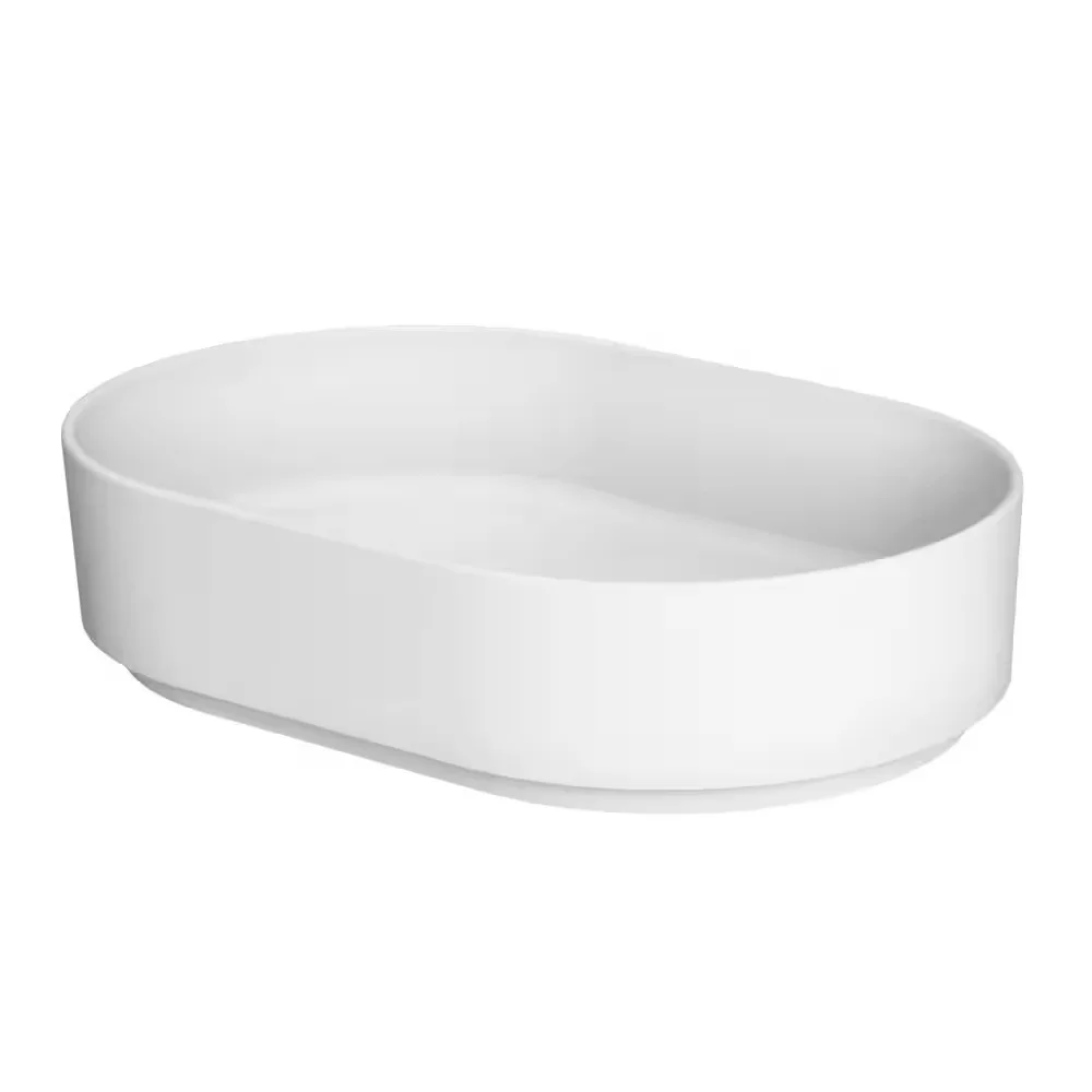 Solid White Oval Vessel Sink
