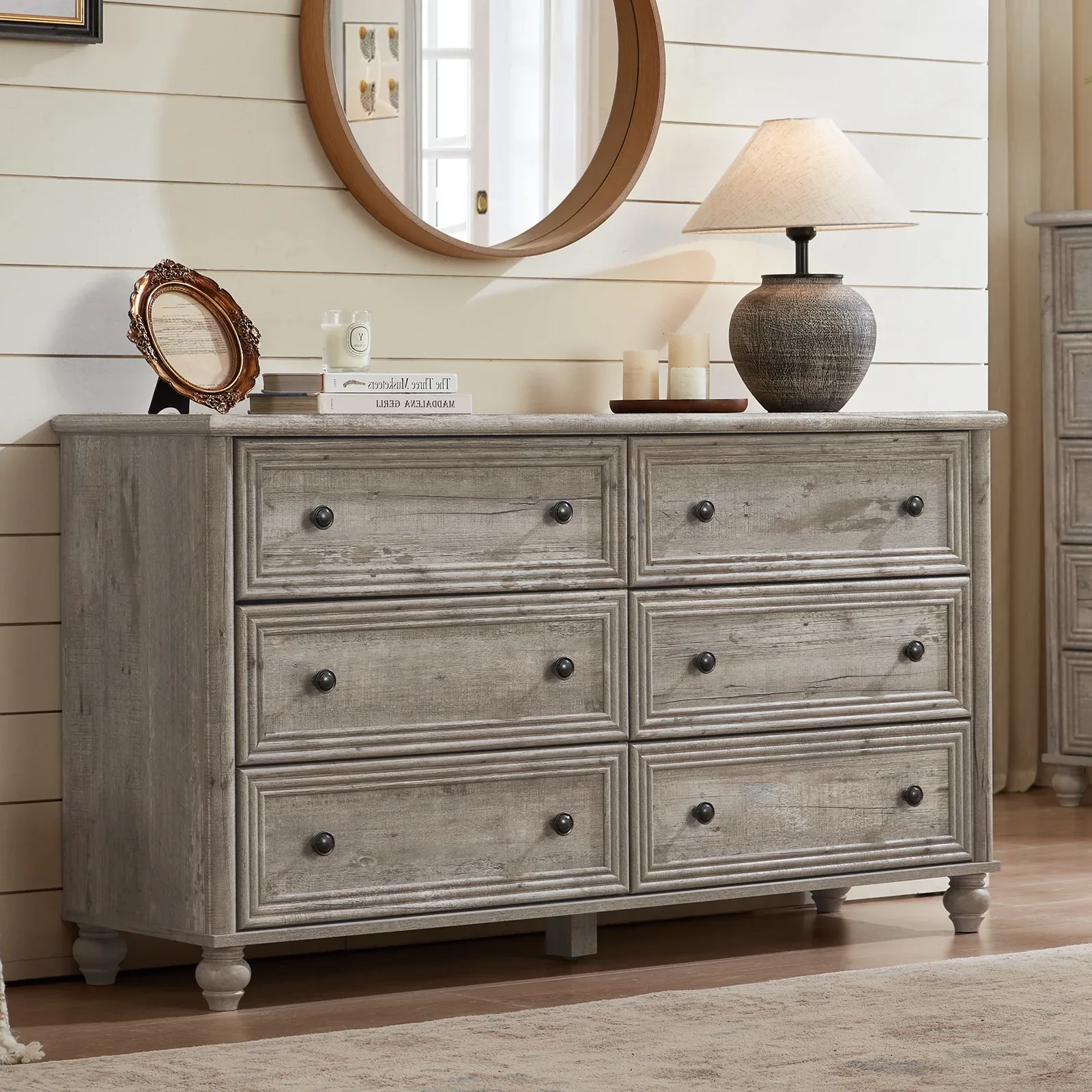 Distressed Gray Wooden Dresser